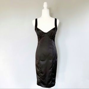 Zara Black Satin Corset style Tube Midi Dress